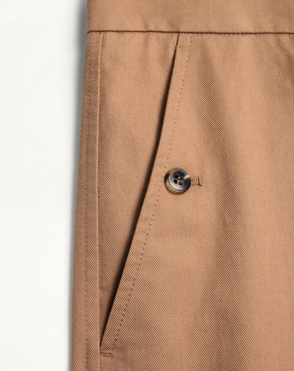 Pantalone In Gabardina Di Cotone Con Risvolto