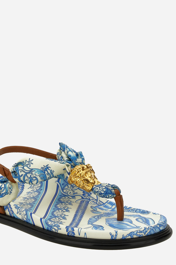 La Medusa Sandal T.10 In Fabric+Calf Leather