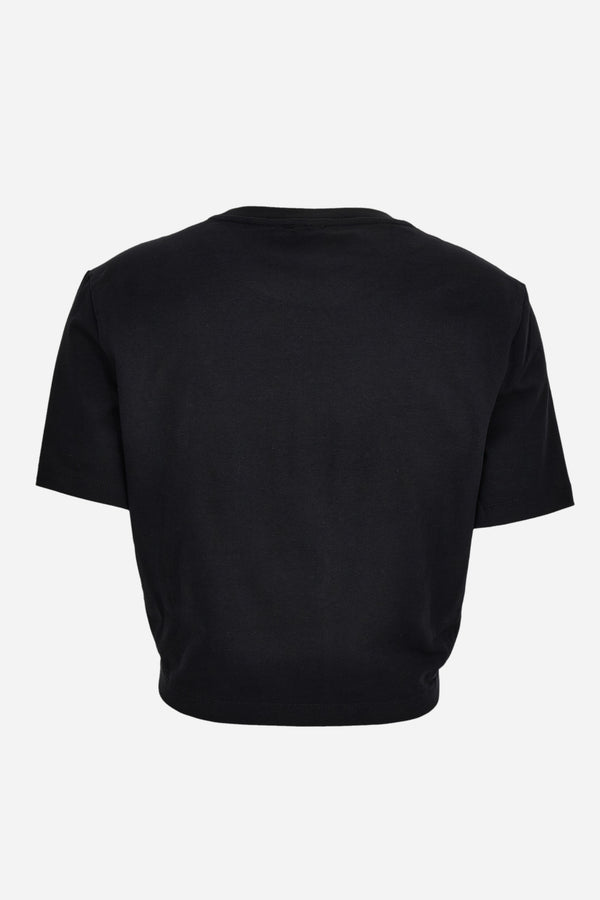 T-Shirt In Organic Stretch Cotton Jersey-Medusa Embroidery