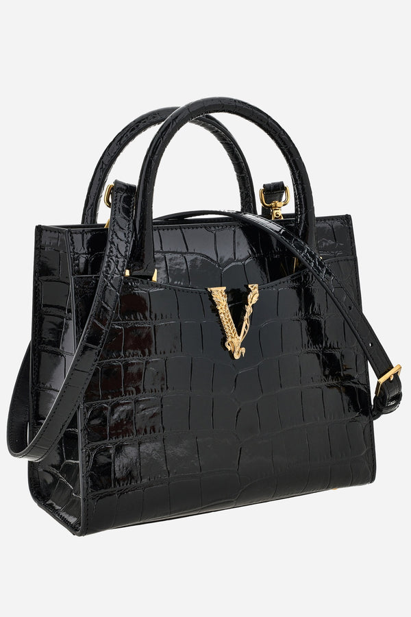 Virtus Small Top Handle In Vitello Embossed Coccodrillo