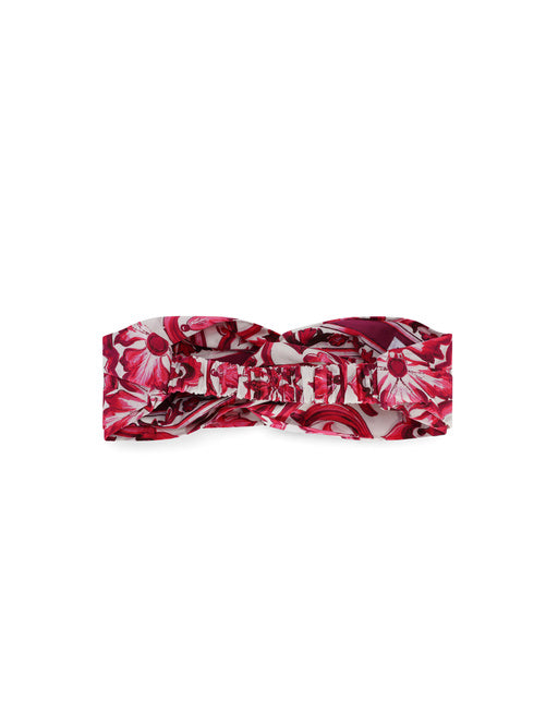 POPLIN HEADBAND WITH YELLOW MAJOLICA PRINT