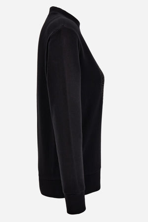 Sweatshirt In Sweatshirt Fabric With Medusa Rhinestone Embroidery-Greca Studs