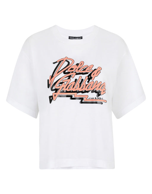 JERSEY T-SHIRT WITH “DOLCE GABBANA” PRINT