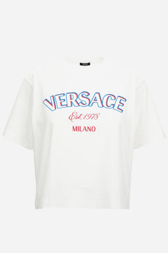 T-Shirt In Jersey Versace Milano Print