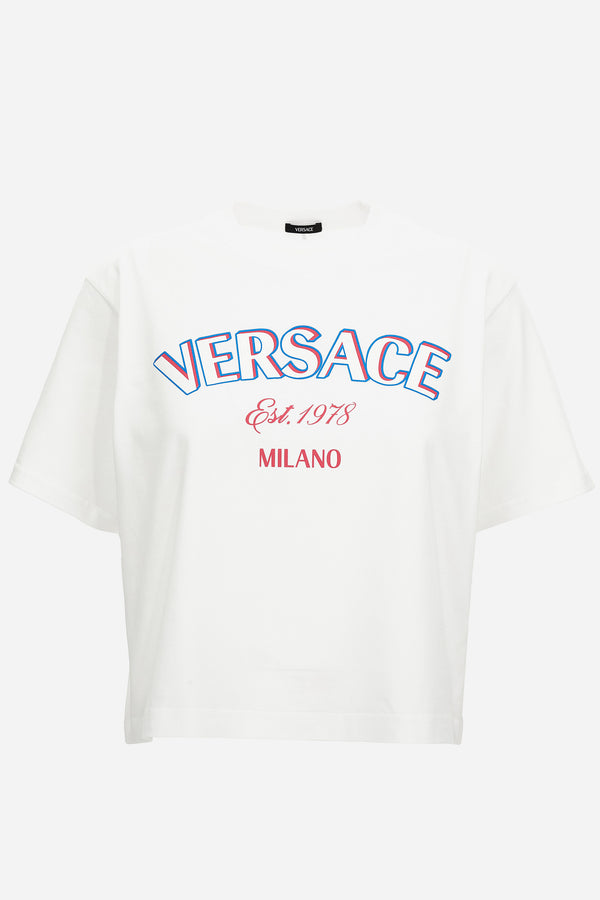 T-Shirt In Jersey Versace Milano Print