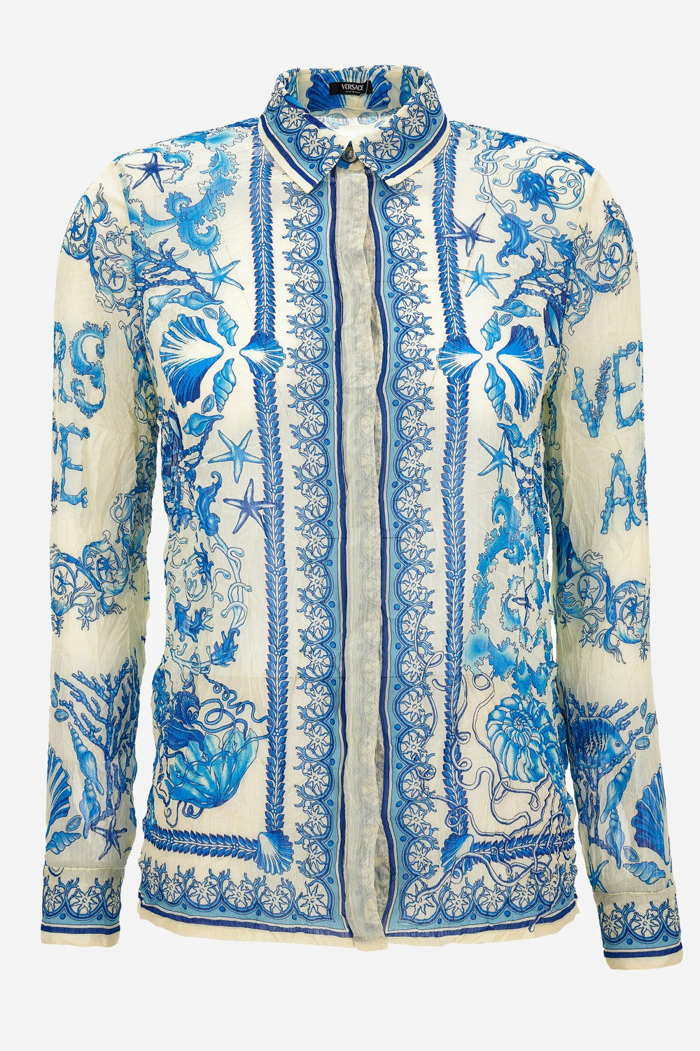 Formal Shirt In Underwater Barocco Bicolour Foulard On Techno Creponne