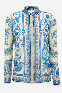 Formal Shirt In Underwater Barocco Bicolour Foulard On Techno Creponne