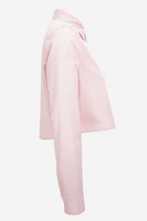 Informal Shirt In Popeline Cotone Righe + Ricamo