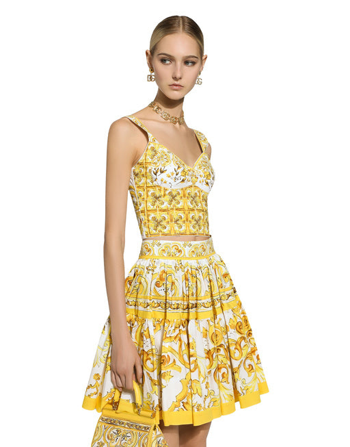 SHORT MAJOLICA-PRINT POPLIN SKIRT
