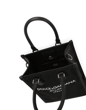 SMALL NYLON BAG WITH RUBBERIZED LOGO