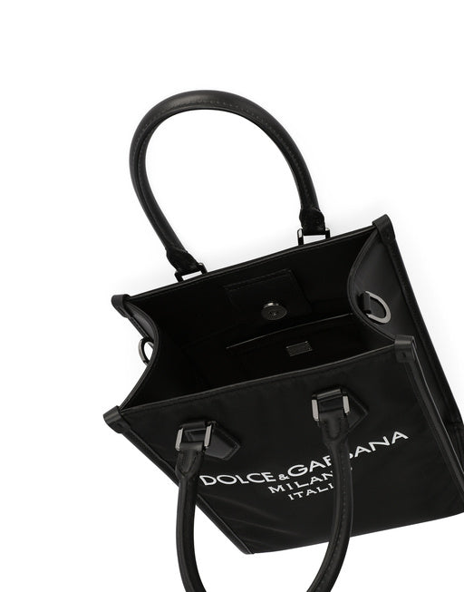 SMALL NYLON BAG WITH RUBBERIZED LOGO