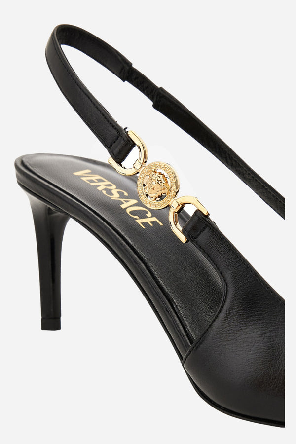 Medusa 95 Sling Back H.70 In Shiny Calf Leather-Metal Hardware