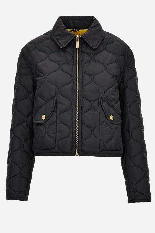 Blouson In Nylon Fabric With Lining Baroque Palm Allover Print Reversible