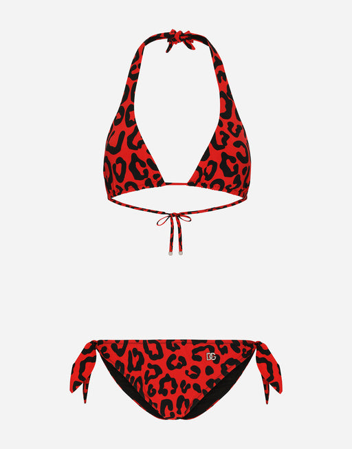 LEOPARD-PRINT PADDED TRIANGLE BIKINI
