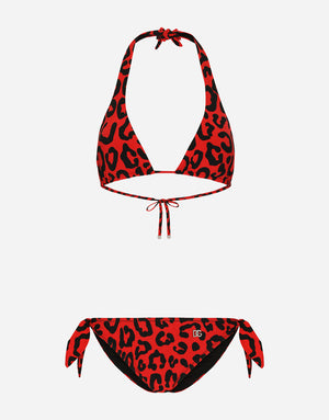 LEOPARD-PRINT PADDED TRIANGLE BIKINI