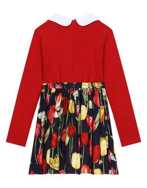 VIYELLA AND INTERLOCK DRESS WITH TULIP PRINT