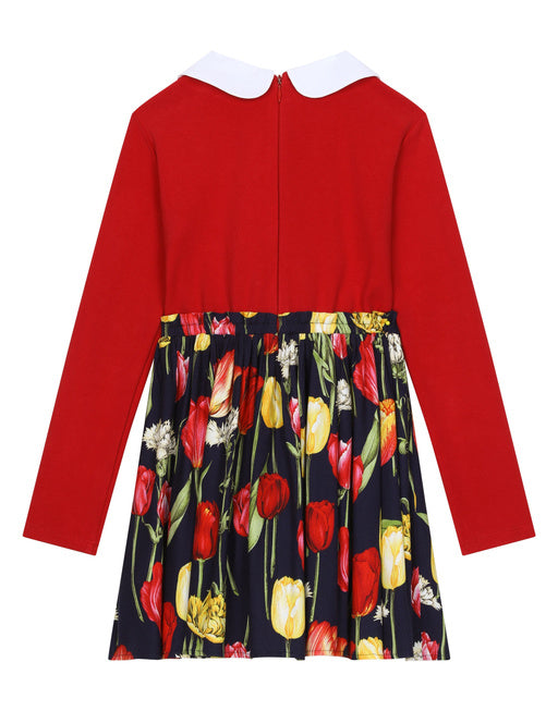 VIYELLA AND INTERLOCK DRESS WITH TULIP PRINT
