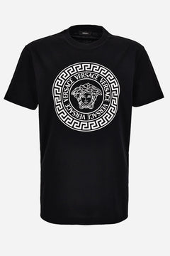 T-Shirt In Jersey Fabric-Medusa Versace Greca Print