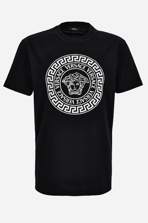 T-Shirt In Jersey Fabric-Medusa Versace Greca Print