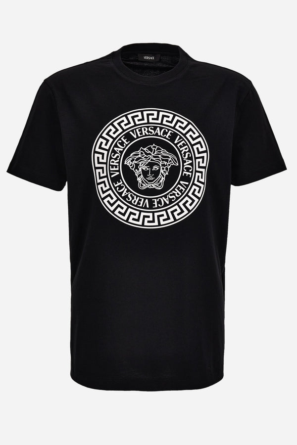 T-Shirt In Jersey Fabric-Medusa Versace Greca Print