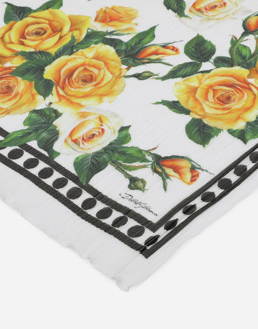 SILK SCARF WITH YELLOW ROSE PRINT