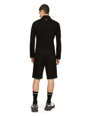 BLACK STRETCH DENIM SHORTS