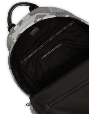 CAMOUFLAGE-PRINT NYLON BACKPACK WITH BRANDED TAG
