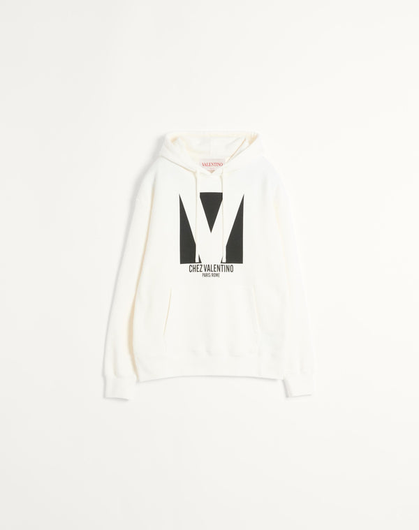 Felpa In Cotone Con Cappuccio E Stampa Chez Valentino
