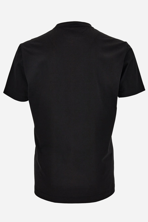 T-Shirt In Compact Cotton Jersey Fabric + Architectural Barocco Crest Embroidery