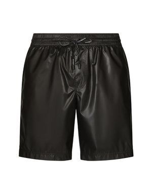 MID-LENGTH SWIM TRUNKS WITH BRANDED BAND