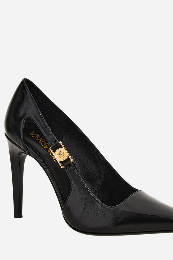 Medusa Lock Pump  In Shiny Calf Leather-Metal Hardware