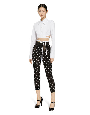SHORT COTTON SHIRT WITH CROSSED LACES