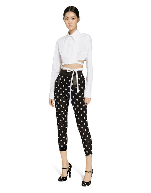 SHORT COTTON SHIRT WITH CROSSED LACES