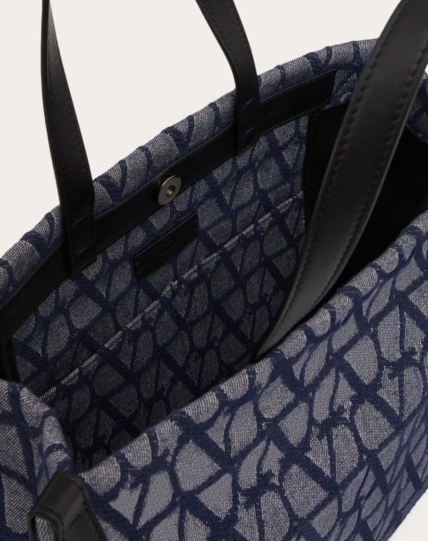 Borsa Shopping Media Toile Iconographe In Tessuto Jacquard Effetto Denim 