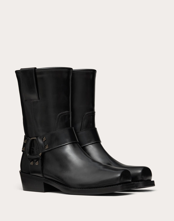 Stivaletto Biker Rockstud In Vitello 40Mm