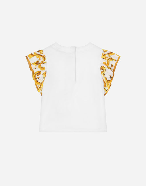 JERSEY T-SHIRT WITH YELLOW MAJOLICA PRINT AND DOLCE&GABBANA LOGO