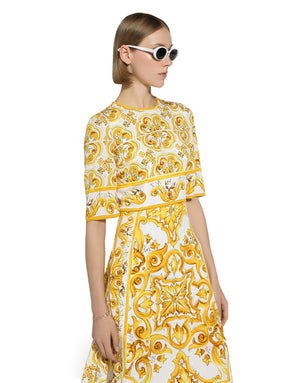 MIDI DRESS IN MAIOLICA PRINT CHARMEUSE