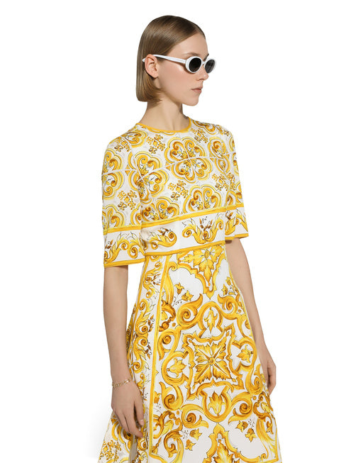 MIDI DRESS IN MAIOLICA PRINT CHARMEUSE