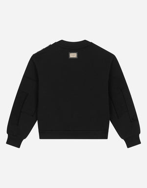 JERSEY ROUND-NECK SWEATSHIRT WITH PATCHWORK