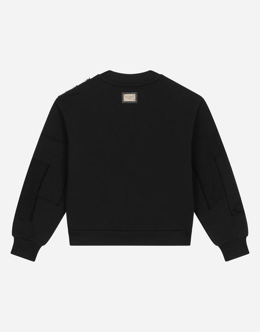 JERSEY ROUND-NECK SWEATSHIRT WITH PATCHWORK