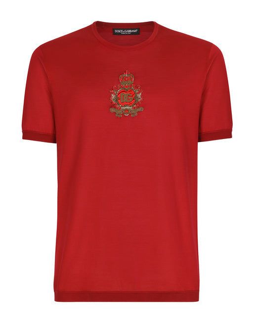 SILK JERSEY T-SHIRT WITH HERALDIC DG PATCH