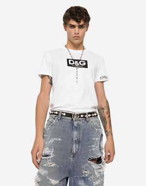 COTTON ROUND-NECK T-SHIRT WITH PATCH