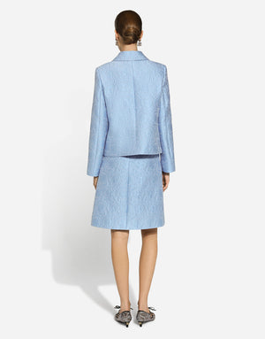 FLORAL JACQUARD MATELASSÉ MIDI SKIRT WITH DG LOGO