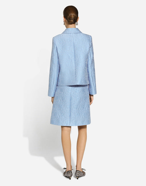 FLORAL JACQUARD MATELASSÉ MIDI SKIRT WITH DG LOGO