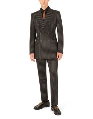 DOUBLE-BREASTED PINSTRIPE WOOL BEAT-FIT JACKET