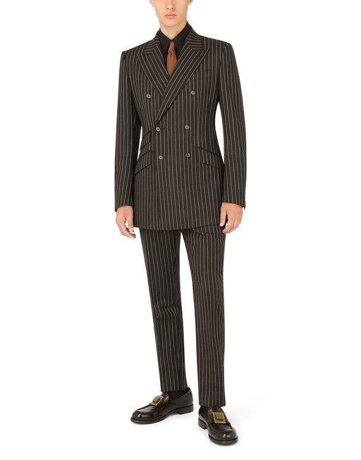 DOUBLE-BREASTED PINSTRIPE WOOL BEAT-FIT JACKET