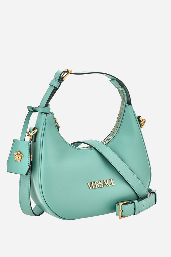 Versace Tag Half Moon Bag In Lamb Leather