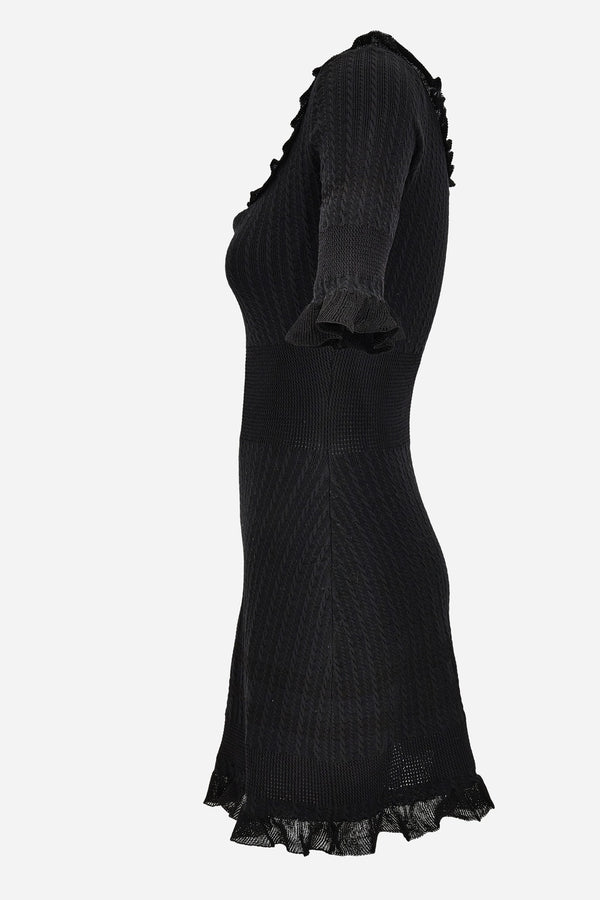 Knit Dress In Micro Cable Wool Blend