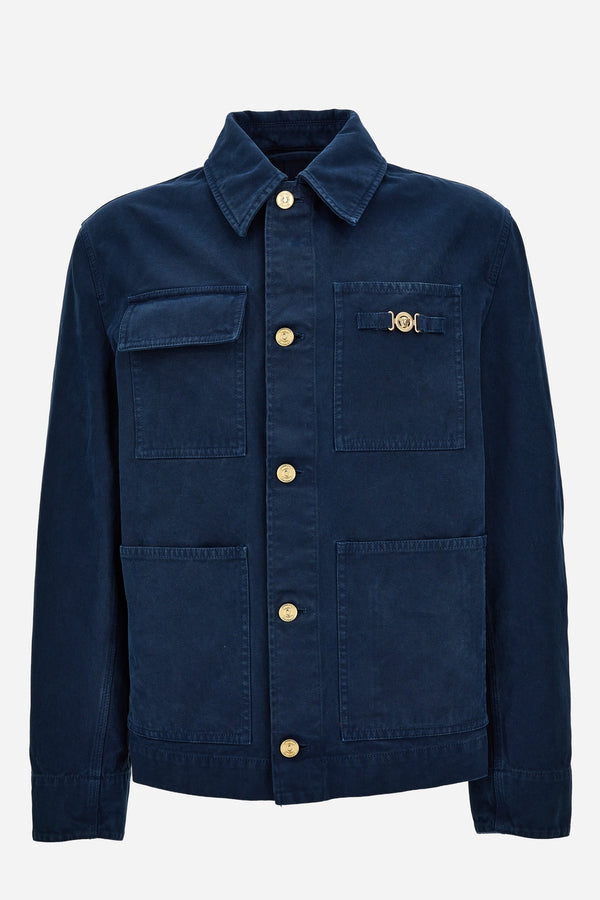 Blouson Denim In Solid Canvas Fabric Tie-Dyed