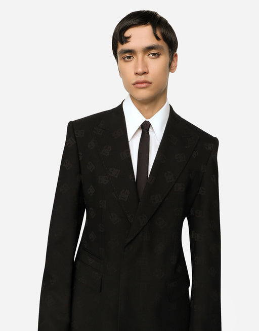SINGLE-BREASTED WOOL SICILIA-FIT JACKET WITH JACQUARD DG DETAILING